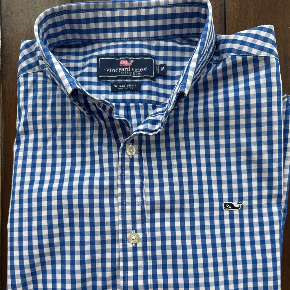 Vineyard Vines Navy and White Checkered Shirt